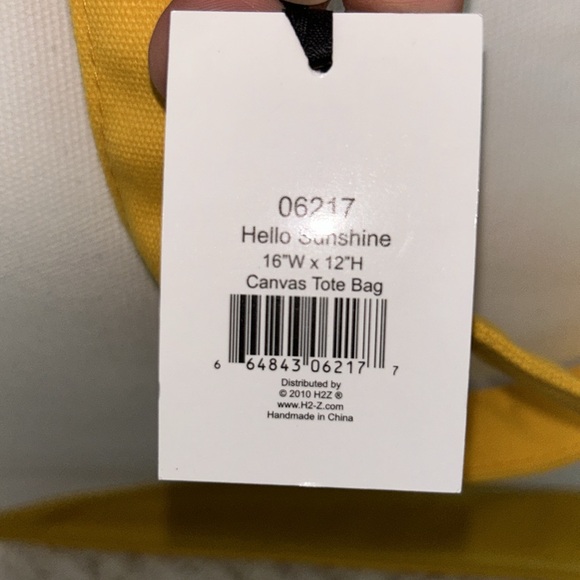 NWT Hello Sunshine 16" x 12" Canvas Tote Bag - Picture 5 of 7